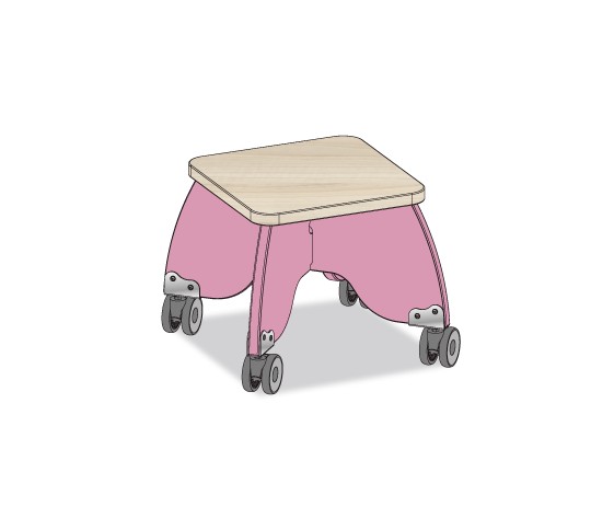 TABOURET PUERICULTRICE ROSE POUDRE