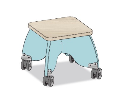 TABOURET PUERICULTRICE BLEU OPALE