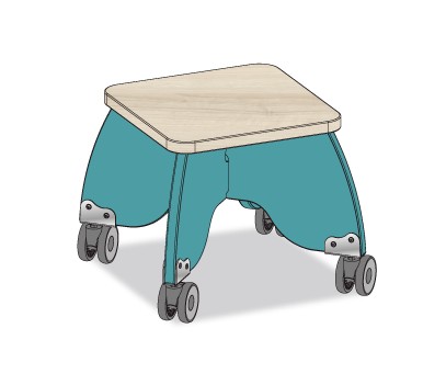 TABOURET PUERICULTRICE BLEU BALTIQUE