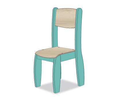 CHAISE ASSISE 35CM BLEU CARAIBE