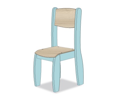 CHAISE ASSISE 35CM BLEU OPALE