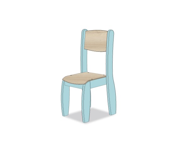 CHAISE ASSISE 35CM BLEU OPALE