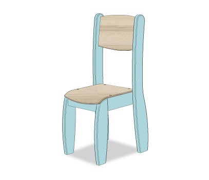 CHAISE ASSISE 45CM BLEU OPALE
